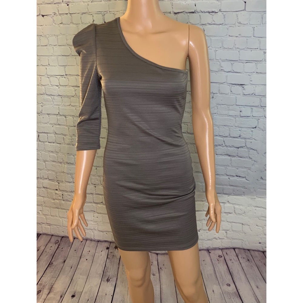 One Shoulder Dark Grey Mini Body con dress size small